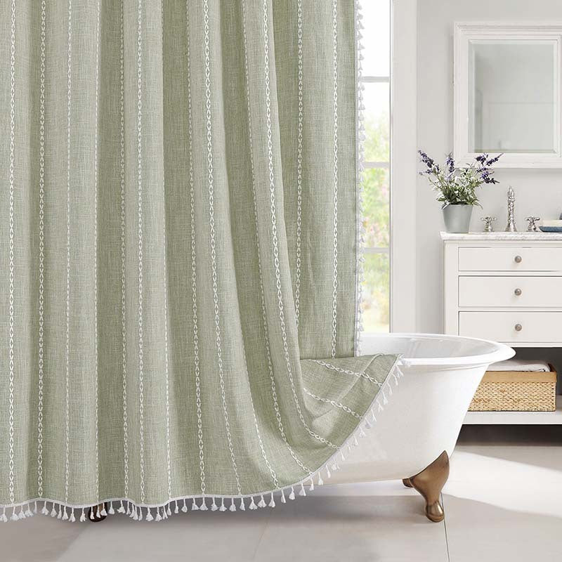 Shower Curtain Linen Jacquard Waterproof And Mildew-proof