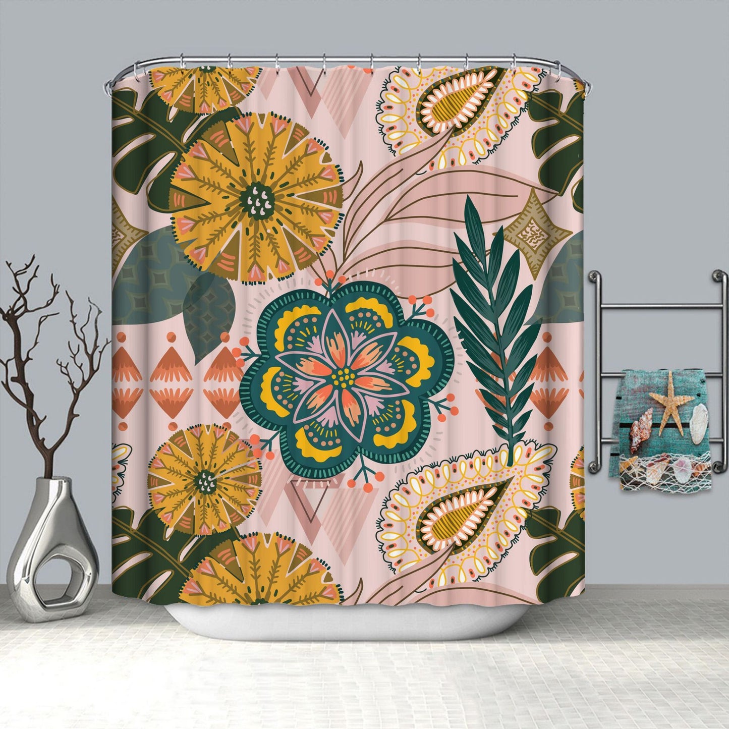 Shower Curtain Flower And Grass