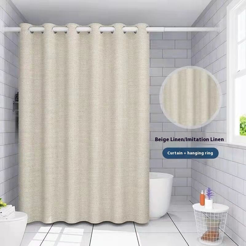 Shower Curtain Linen Thick Waterproof And Mildew-proof Punch-free
