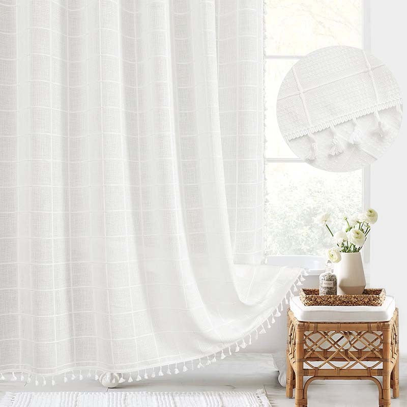 Shower Curtain Linen Jacquard Waterproof And Mildew-proof