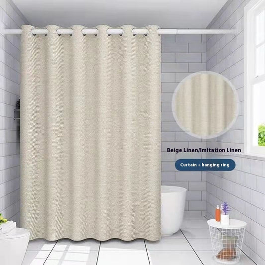 Shower Curtain Linen Thick Waterproof And Mildew-proof Punch-free
