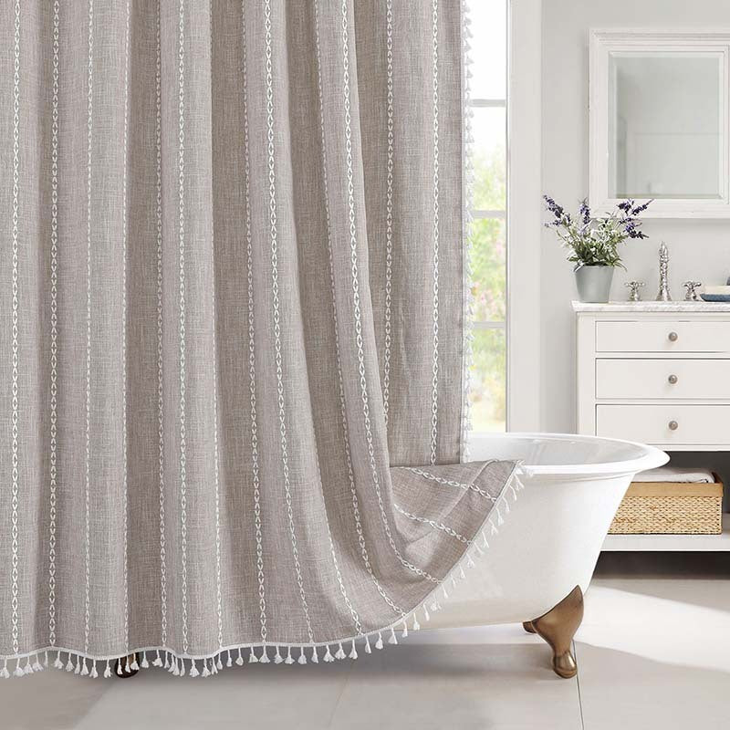 Shower Curtain Linen Jacquard Waterproof And Mildew-proof
