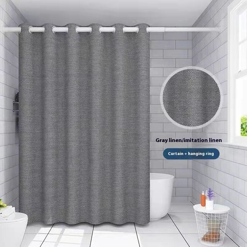 Shower Curtain Linen Thick Waterproof And Mildew-proof Punch-free