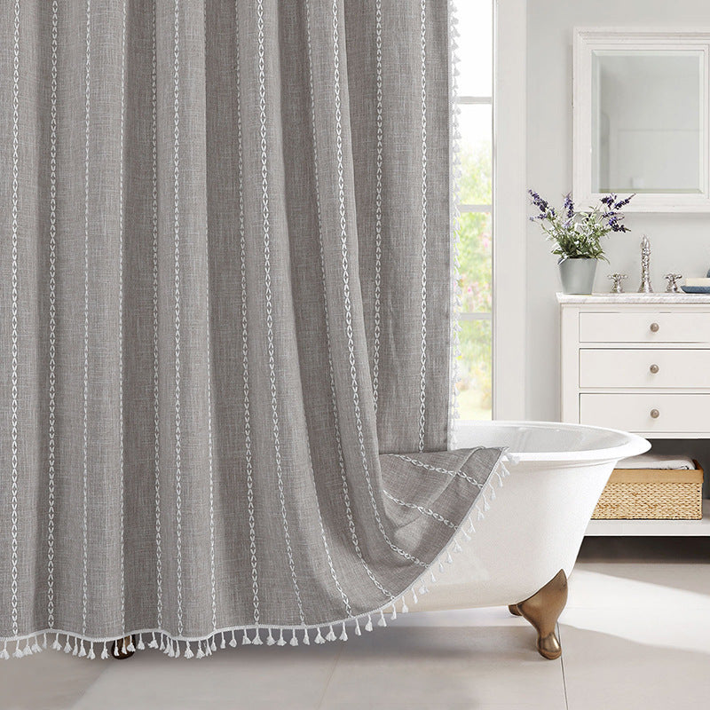 Shower Curtain Linen Jacquard Waterproof And Mildew-proof