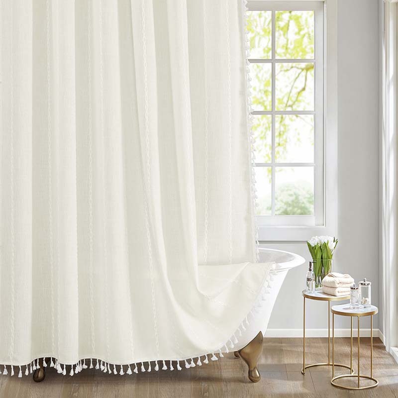 Shower Curtain Linen Jacquard Waterproof And Mildew-proof