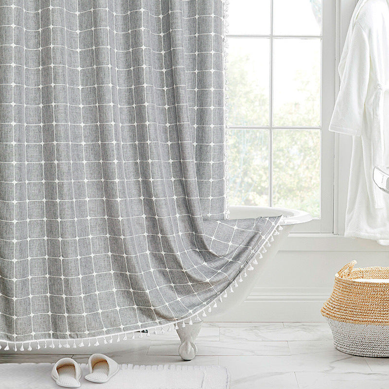 Shower Curtain Linen Jacquard Waterproof And Mildew-proof