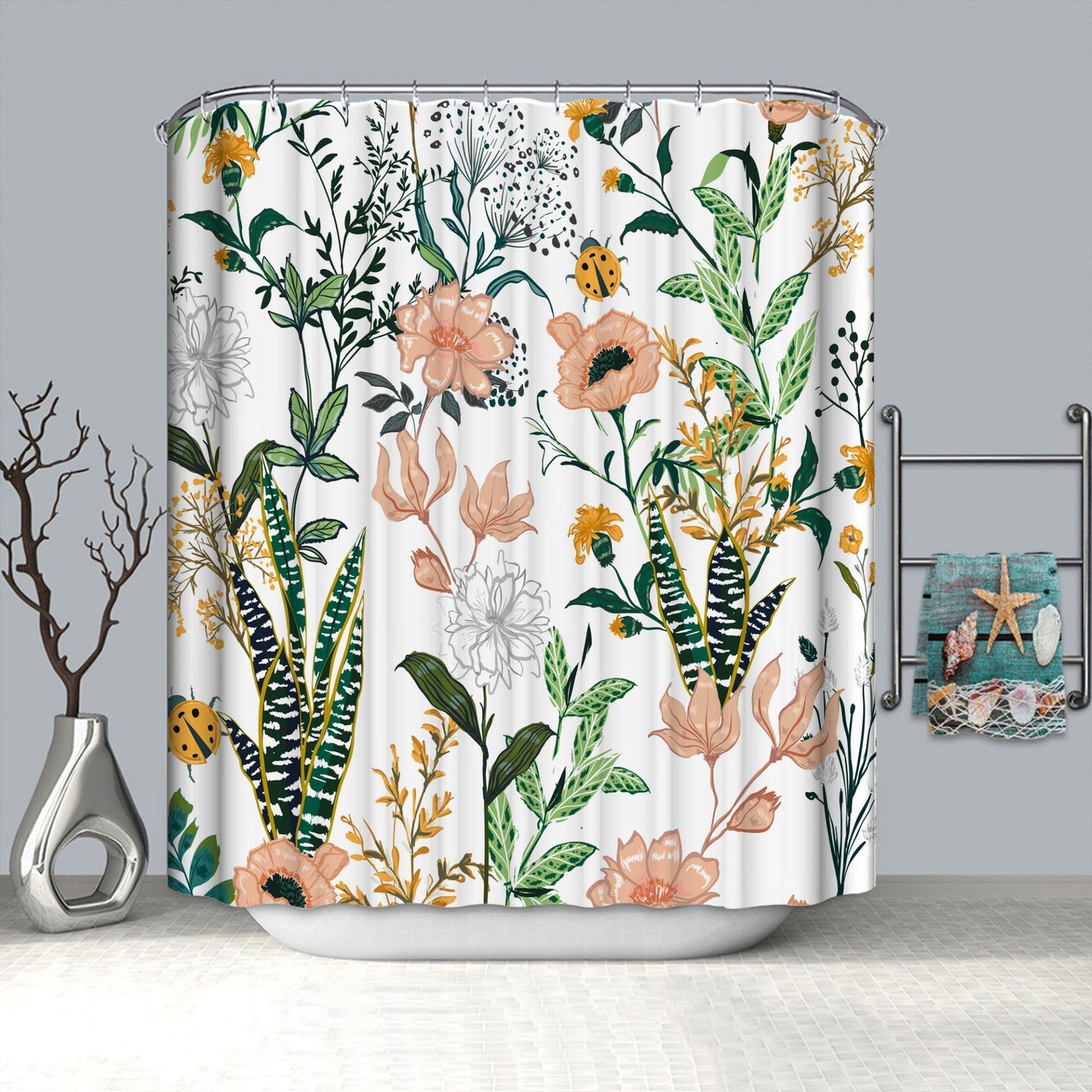 Shower Curtain Flower And Grass