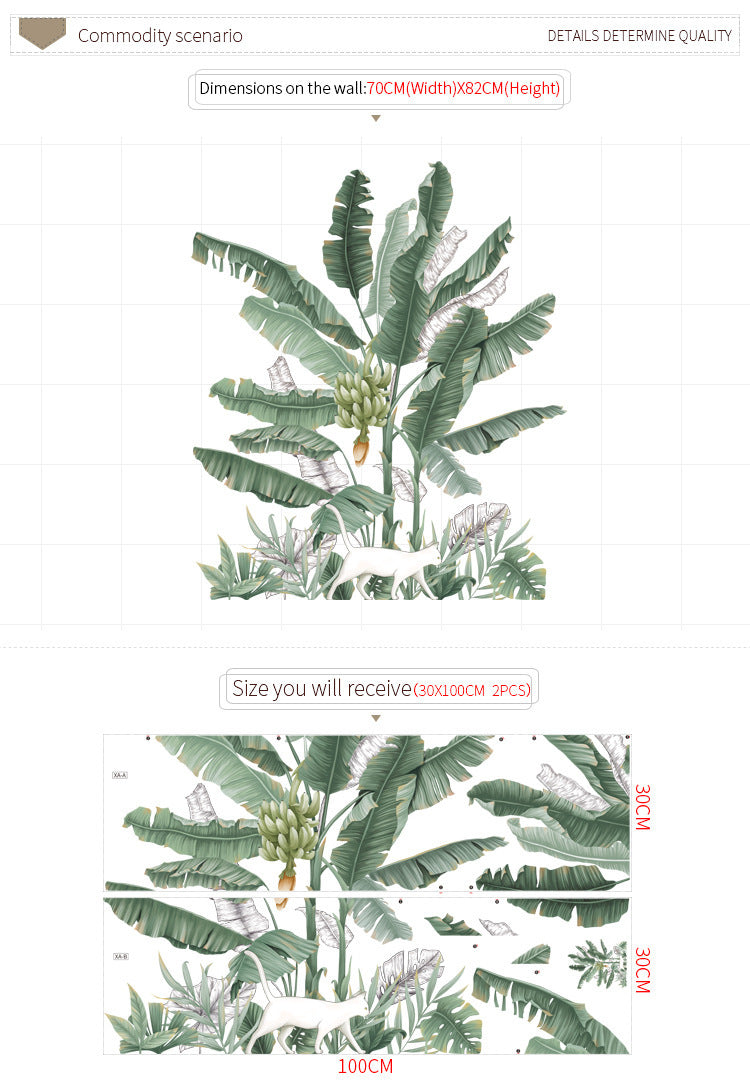 Wall Sticker Plant Banana Tree Background Wallpaper Decoration Pastoral Skirting