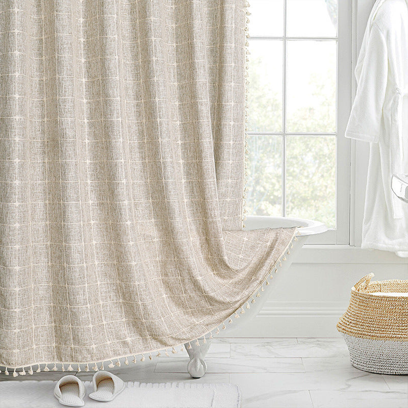 Shower Curtain Linen Jacquard Waterproof And Mildew-proof