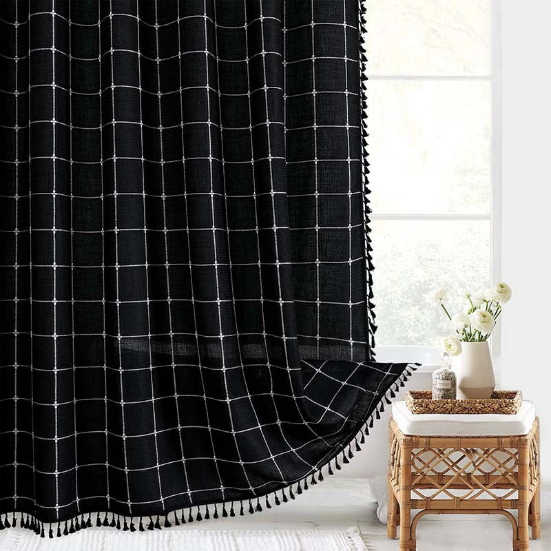 Shower Curtain Linen Jacquard Waterproof And Mildew-proof