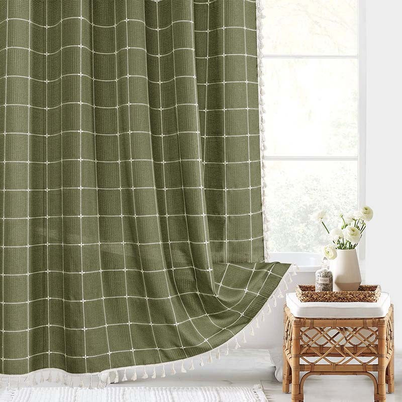 Shower Curtain Linen Jacquard Waterproof And Mildew-proof