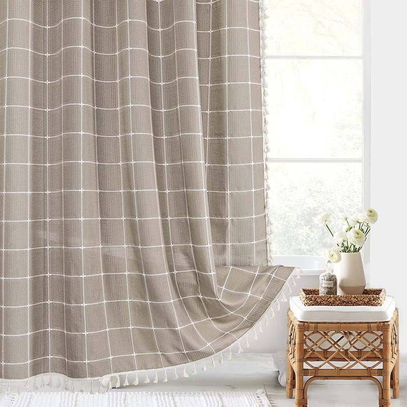 Shower Curtain Linen Jacquard Waterproof And Mildew-proof