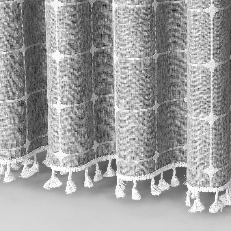 Shower Curtain Linen Jacquard Waterproof And Mildew-proof